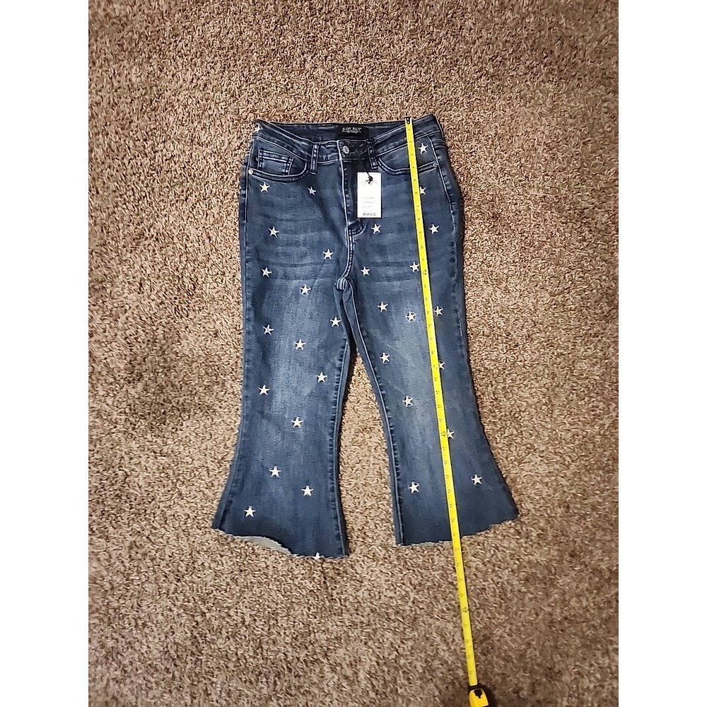 Judy Blue JB88376 Star Embroidered High Rise Super Flare Jean Women's Size 9/29